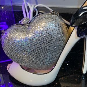 Silver Heart Evening Bag